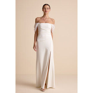 Lulus Trynn White Off-the-shoulder Column Maxi Dress - Size S